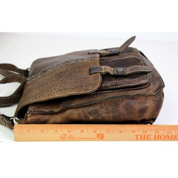 ROOMY Patricia Nash BROWN GENUINE LEATHER FLAP X-BODY SHOULDER BAG HANDBAG PURSE - Picture 14 of 16